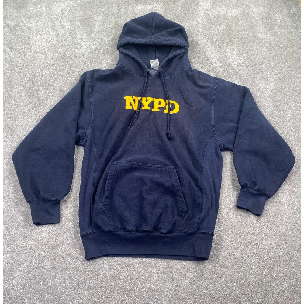 NYPD New York  Vintage Stitched Hoodies Men's Size M Navy Blue